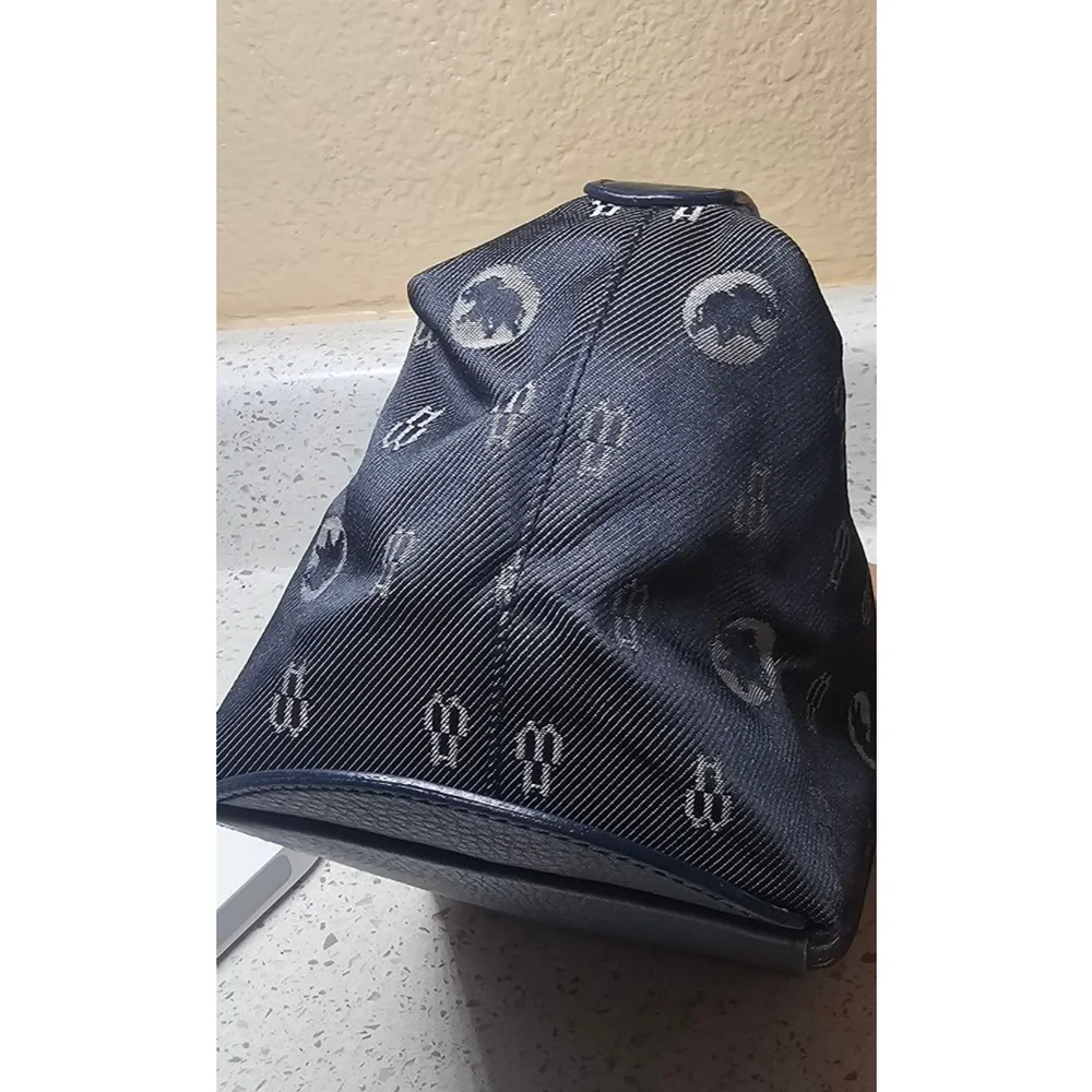 Hunting World Navy Elephant Monogram Canvas & Leather Top‑Handle Bag